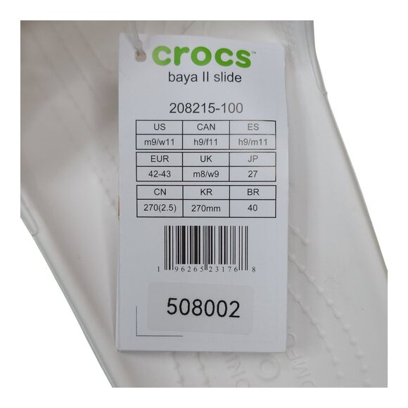 Crocs Baya II Slide Sandals White M9 W11 Lightweight Slip-Resistant Shower Shoes - Picture 3 of 10
